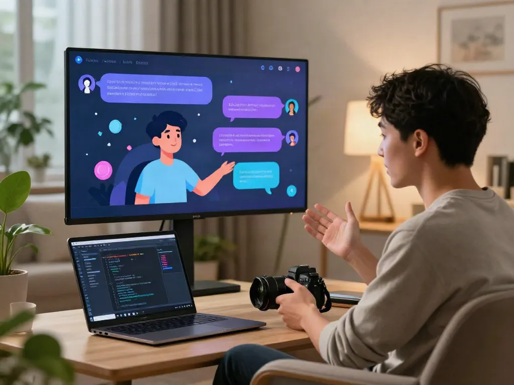 Engaging conversation with Crush On AI character on a smartphone in a cozy living room.